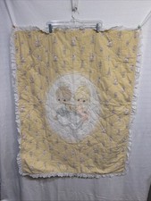Precious Moments Yellow Baby Quilt Handmade Crib Blanket Comforter Angels Lamb