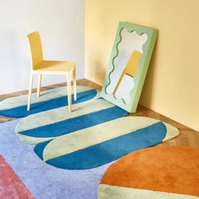 Multi Color Abstract Statement Rug Irregular Shape Designer 6x9 Area Living Room