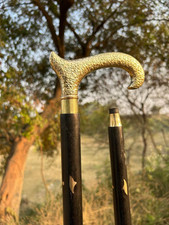 Canne de marche pliante en bois élégante manche derby incurvé en laiton...