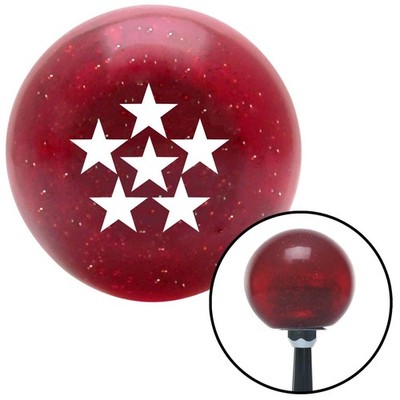 White 6 Star Formation Red Metal Flake Shift Knob w/ M16x1.5 Insert Shifter