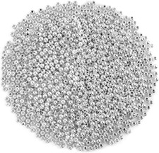 Small Silver Spacer Beads - 1200pcs, 4mm Smooth Round Beads for Jewelry Making,