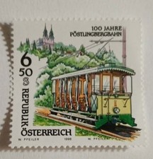 STAMP REPUBLIC OF AUSTRIA-OLD RAILWAY TRAM-6.5 SHILLINGS-1996