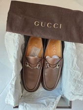GUCCI Mens Laredo Calf Mens Loafers US 7.5 Color Brown PRE-OWNED VG CONDITION