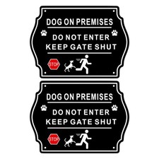 2 Pack Dog On Premises Sign - 9.84" x 7.08" Do Not 9.84 x 7.08 inches, Blcak
