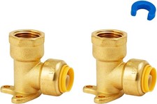 1/2 Inch Drop Ear Elbow, 1/2 Inch x 1/2 Inch FNPT, Brass Push to Connect Fitting