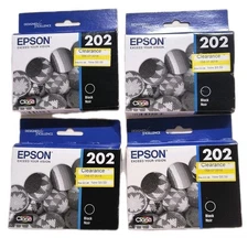 4 Pack EPSON 202 Black Ink Cartridge Exp 9/27 New PC Printer Ink XP-5100 WF-2860