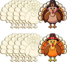 Large Size 7" Thanksgiving Crafts for Kids Wooden Thanksgiving Turkey Crafts Sli