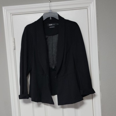 Studio by Torrid Women s Black Solid Peplum Hook & Eye Lined Blazer Size 3