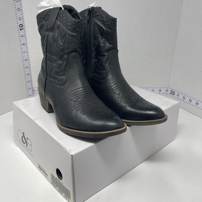 Christopher And Banks Black Short Cowboy Boot Size 8M