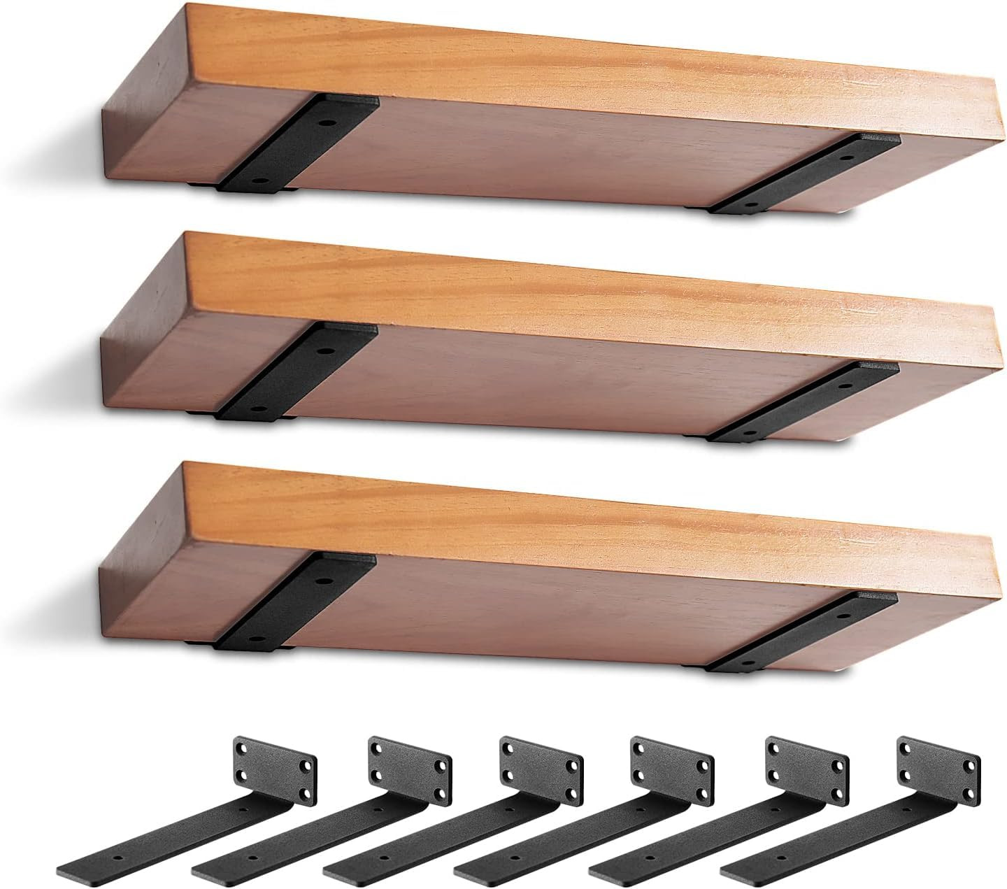 6 Pack 6-Inch Heavy Duty Floating Shelf Brackets, 1/5-Inch Thick Metal Supports