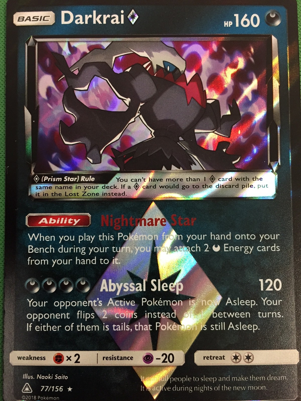 1x Darkrai Prism - 77/156 - Holo Rare Heavily Played Pokemon SM05 - Ultra Prism