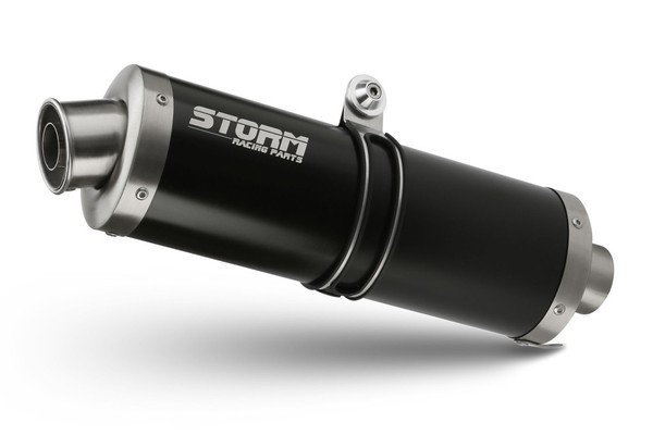 Storm Oval Auspuff Schwarz Passend FüR Honda XLV 650 Transalp 2000-2004-image