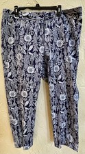 Tommy Hilfiger Women's Navy Blue And White Floral Pants Size 16W