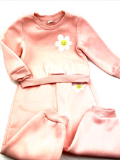 Baby Girls Outfit Size 12/18m Sweatshirt Pants Matching 2pc Set Flower Smile