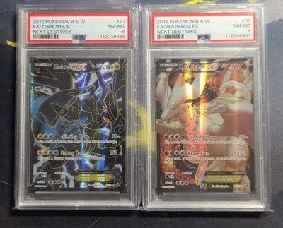 PSA 8 Sequential Set Pokemon Reshiram & Zekrom EX Black & White Next Destinies
