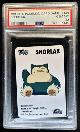 1998 KFC Pokemon Card Game Snorlax #143 PSA 10 GEM MINT Gem Mint