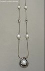 17" Sterling Silver Station Necklace with Pearl-like Gems — photo 3