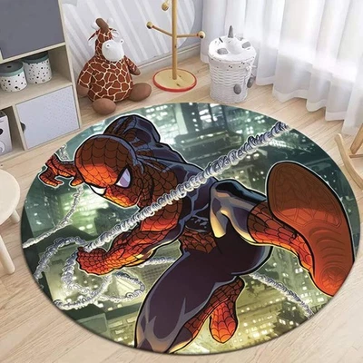 BLOCKTOYZ Spider-Man Round HD Carpet | Non-Slip Rug for Bedroom, Chair, Sofa, Gift