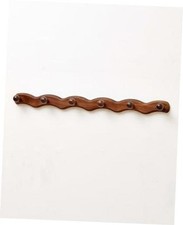 Wood Coat Rack Wall Mount - Walnut Coats Hook Hanger Wall-Mounted, Wave 6 Hooks