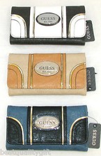 NEW GUESS GULFPORT BLACK & BLUE,NAVY+BEIGE,MULTI COLOR LEATHERETTE WALLET CLUTCH