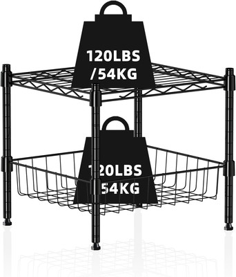 Stacking Shelf Adjustable, Stackable & Expandable, Heavy Duty Storage Shelving U