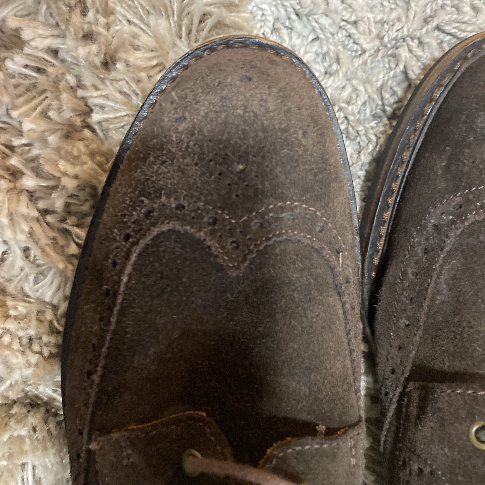 SAOLA Ralph LAUREN uomo NORBECK PUNTA ALARE CAMOSCIO MARRONE SCURO TAGLIA 9D