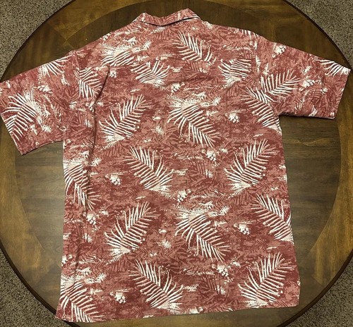 Covington Mens Medium Short Sleeve Linen Shirt, Maroon And White, Hawaiian, Boho - Picture 9 of 12