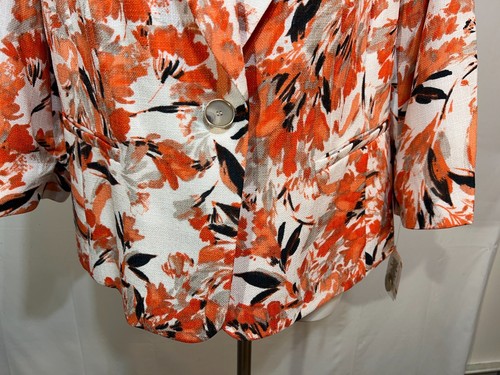 Kasper Women Orange Blazer 18 W Floral Valensia Multi Shawl Collar New NWT - Picture 4 of 10