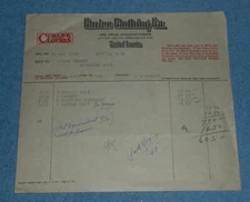 1932 Curlee Clothing Co Curlee Clothes Saint Louis MO Billhead