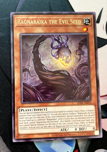 YUGIOH Ragnaraika der böse Samen LEDE-AE013 SELTEN fast neuwertig asiatisch-englisch
