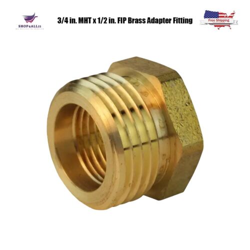 Reducer Pipe Adapter 3/4 Female Npt to 1/2 Male Npt Brass Fitting Water Air Gas