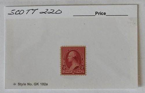 U.S. Scott # 220 Washington (2Cent) Carmine (MH) (OG) (F/VF) (1890-1893) - Picture 3 of 3
