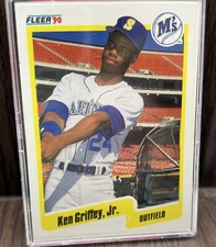 1990 Fleer - #513 Ken Griffey Jr Blue Heart Miss Print Rare Error