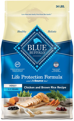 Blue Buffalo Life Protection Dog Food Chicken & Brown Rice 34 lb Adult Natural 