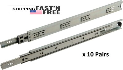 10 Pair- Full Extension 75lb- 88 lb capacity Ball Bearing Drawer Slide 12''-22''