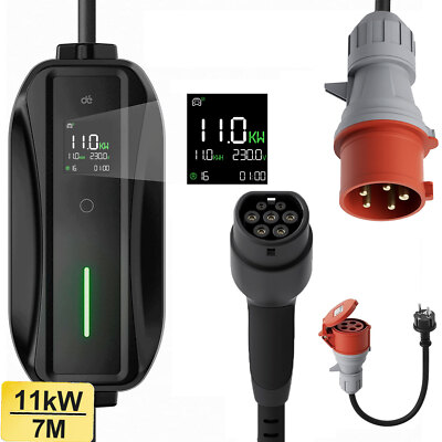 7M Typ 2 Ladekabel CEE 11kw 6-16A Mobile Wallbox für Elektroautos Hybrid E-Auto