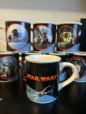 STAR WARS MUGS, HAMILTON COLLECTION & LUCASFILM LTD MUG SET 1988 Set Of 8