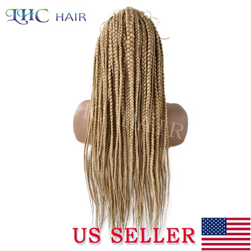 Swiss Lace Front Cornrow Women Long Wig Lightweight Kanekalon Box Braided Hair - Picture 42 of 50
