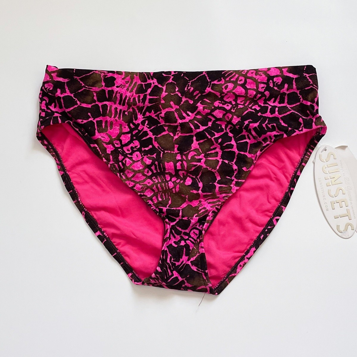 Sunsets Pink Brown Animal Print High Waist Seamless Bikini Bottoms