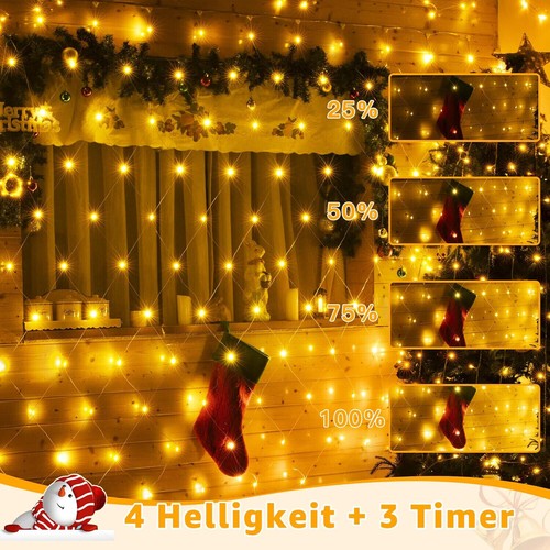 Lichternetz Außen 3x2m LED Lichterkette außen Netz warmweiß mit Fernbedienung - Bild 6 von 8