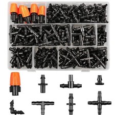 Drip Irrigation Fittings Kit For 1/4" Tubing 260 Pcs Drip Line Connectors For Dr