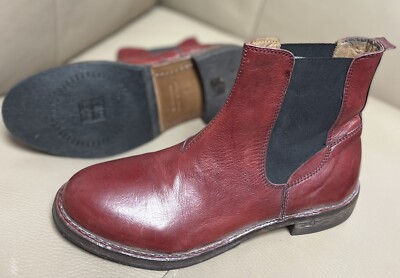 MOMA Cherry Red All Leather Pull On Chelsea Stiefeletten Größe UK 7 EU 40