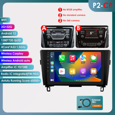 Android13 For Nissan Xtrail Qashqai Rogue 2014-2018 Car Stereo Radio CarPlay 32G