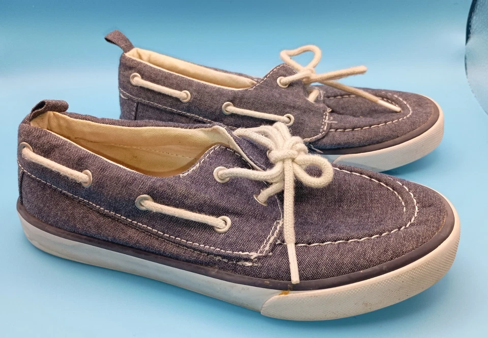 Zapatos de lona Gymboree para niños grandes talla 1 azul marino blanco cubierta de barco Foto 2 de 4