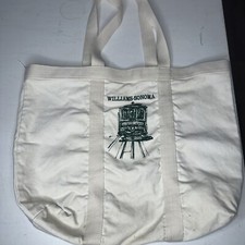 Williams-Sonoma Trolley Tote Bag Market Bag Crema Verde Cotone Tela Borsa 19 x 16