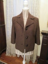 Beautiful Lauren by Ralph Lauren Brown Houndstooth Wool Jacket