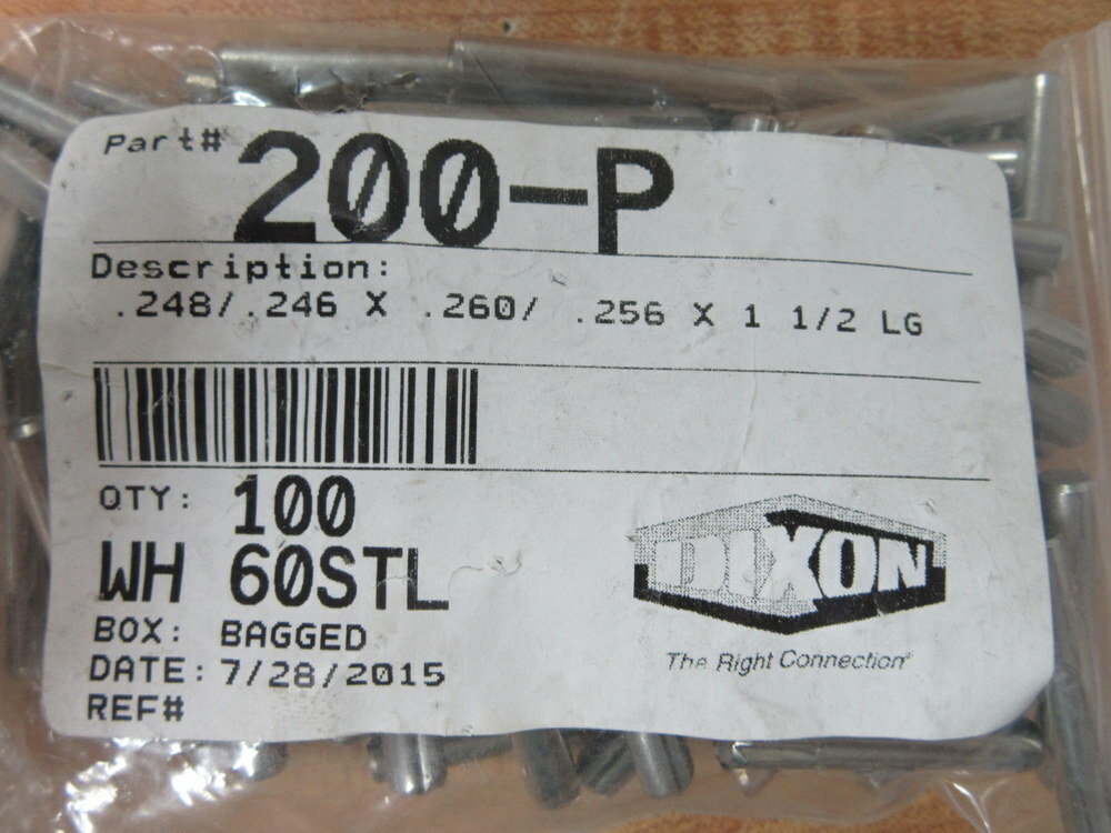 Dixon 200-P Pin .248/.246 x .260/.256 x 1 1/2 LG (Pack of 100) | eBay