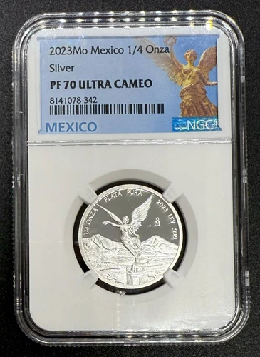 2023 Proof Silver Mexican Libertad Onza 1/4 oz NGC PF70 UC Mexico Label