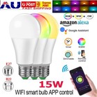 E27 WiFi Smart LED Light Bulb RGBW Globe Color Lamp 15W For Alexa Google Home AU