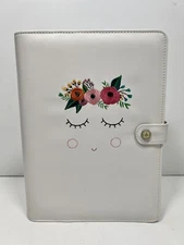 Webster’s Papers Leather Planner 6 Ring White Floral Face